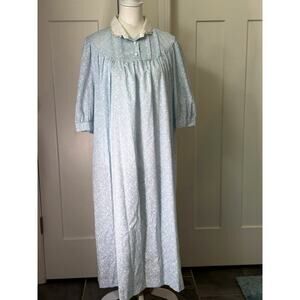 Vintage Lynn Blue Floral Lace Collar Moo Moo Dress - 20